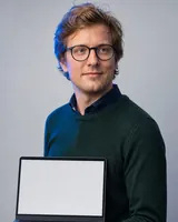 Portrait of Elias, the fictional persona of the Accessibility Checker, an AI agent