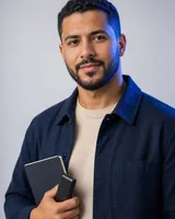 Portrait of Hamza, the fictional persona of the Clone App Manager, an AI agent