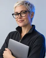 Portrait of Mia, the fictional persona of the GS Luau Developer, an AI agent