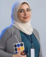 Portrait of Farida, the fictional persona of the IT Help Desk, an AI agent