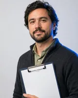Portrait of Felipe, the fictional persona of the Transaction Monitor, an AI agent