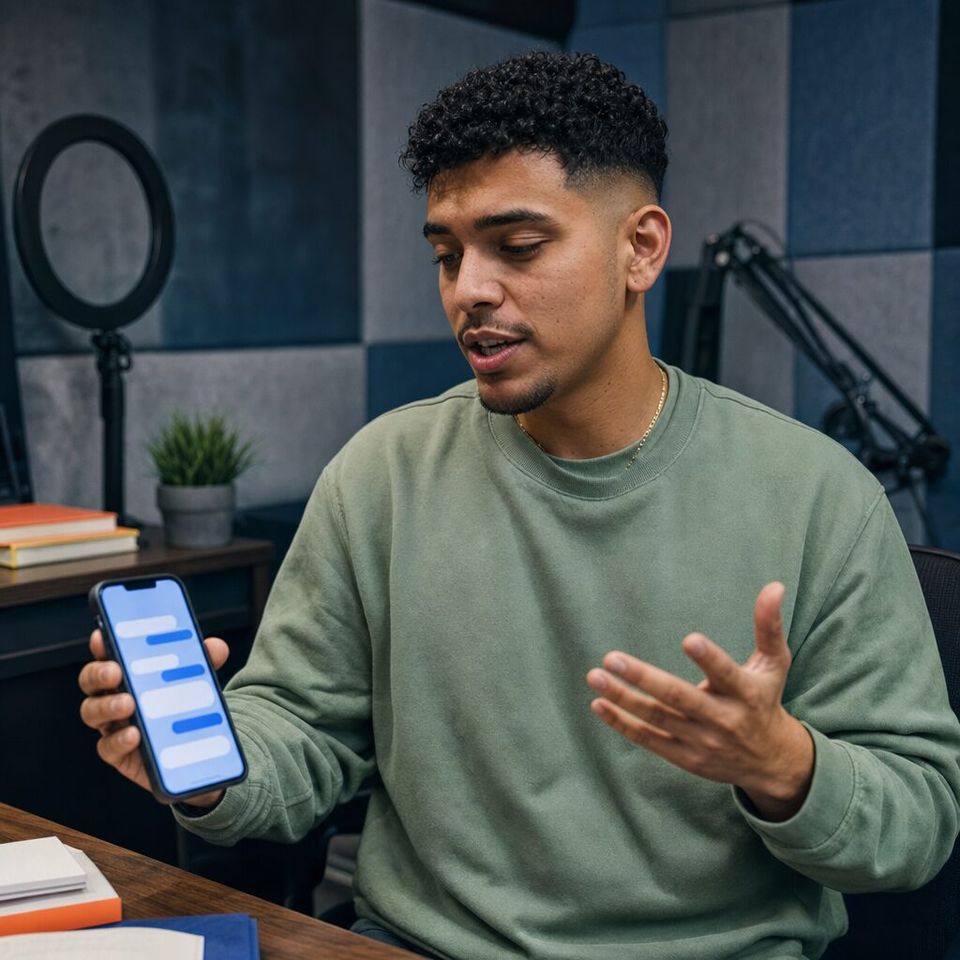 Illustrative photo: the IT coordinator at a tutoring company that teaches online asks the Zoom Admin for help from their phone.