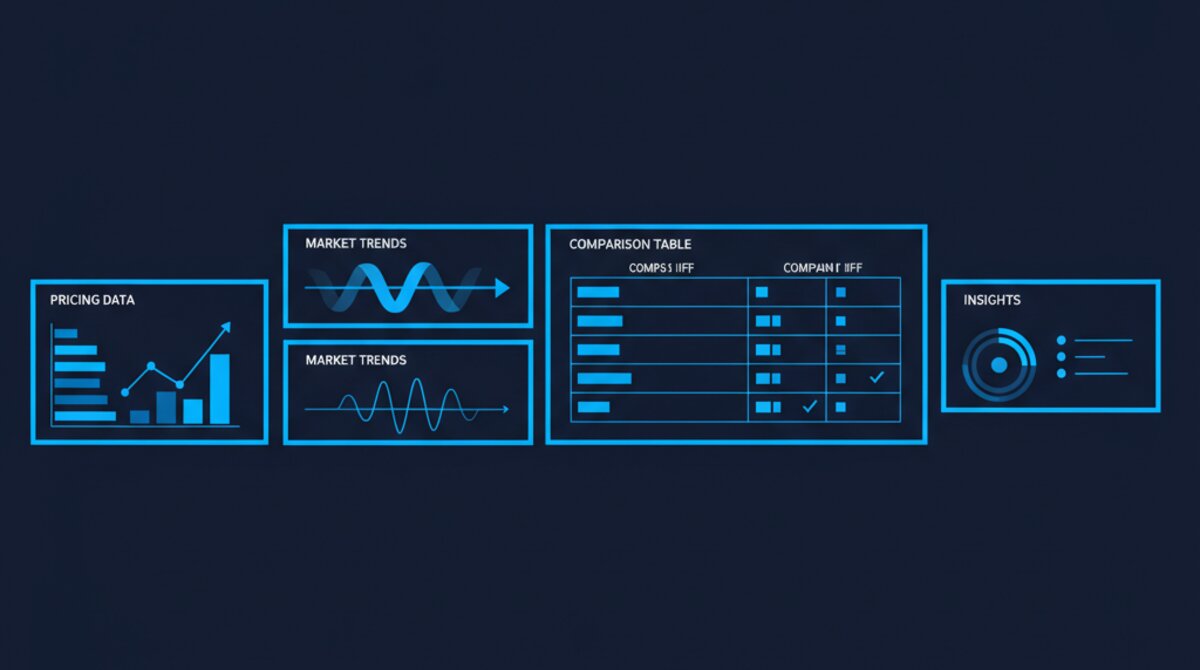 Business professionals reviewing competitive pricing and market intelligence reports