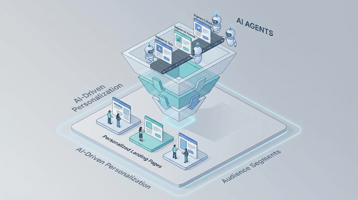 AI agents building personalized landing pages for different audience segments