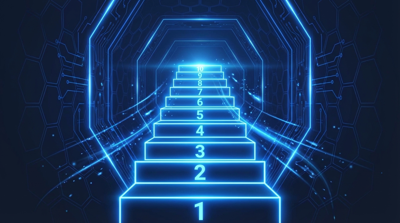 10-step ascending pathway representing the MyZone AI readiness blueprint